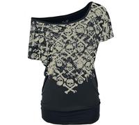 Full Volume by EMP Femme T-Shirt Noir avec imprimé tête de Mort intégral et Encolure Bateau M