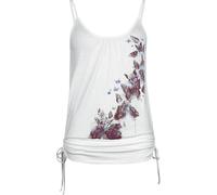 Full Volume by EMP Femme Top Blanc avec imprimé Papillon et Fronces
