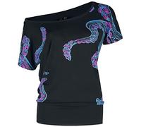 Full Volume by EMP Femme Top Noir avec Squelette coloré XXL