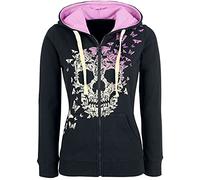 Full Volume by EMP Femme Veste à Capuche Rose Noir avec Impression tête de Mort M