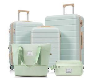 fullarrive Mallette rigide en ABS 3 pièces (M+L+XL) | Roues rotatives à 360° | Ensemble de bagages légers | Avec trousse de toilette séparée | Système de sécurité à combinaison TSA, vert, Classique