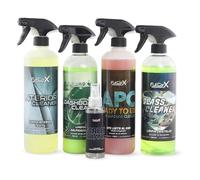 FULLCARX Kit Intérieur de Base Nettoyage Voiture, Nettoyant TIssu Cuir Siège, Rénovateur Tableau de Bord Plastique, APC Prêt à l'Emploi Polyvalent, Vitres Écrans, Produit Detailing Professionnel