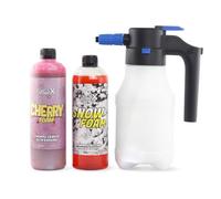 FULLCARX Kit Shampoing avec Pulvérisateur à Pression Électrique, Shampooing Mousse Active Snow Foam pH Neutre, Savon Rose Cherry, Lavage Extérieur Voiture Produit Nettoyage Detailing Professionnel