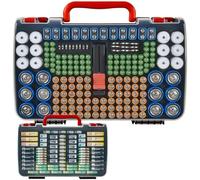FULLCASE Boîte de rangement de piles avec testeur - Pour 269 AA AAA AAAA 3A 4A 9V C D Lithium 23A 4LR44 CR123A CR1632 CR2032 - Boîte uniquement