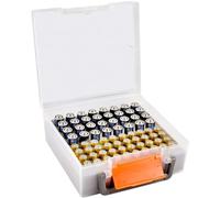 FULLCASE Boîte de rangement pour piles AA AAA - 72 piles - Récipient de rangement pour l'organisation de la maison (piles non incluses)