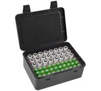 FULLCASE Boîte de rangement pour piles Organisateur pour 54 piles AAA et AA, boîte de rangement pour piles, boîte de rangement pour batteries, seulement la boîte - Noir