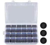 FULLCASE Lot de 168 capsules de monnaie de 46 mm avec joint en mousse et boîte de rangement, 6 tailles (20/25/27/30/38/46 mm), noir
