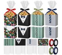 Fullhawl Lot de 24 boîtes à popcorn pour la fête des pères avec sac OPP transparent et ruban en papier pour la fête des pères, cadeaux amusants pour la fête des pères, les anniversaires