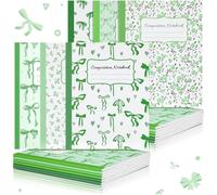 Fullhawl Lot de 6 carnets de composition verts lignés | Fournitures de rentrée scolaire 110 pages pour prise de notes, taille 24,5 x 19,5 cm, design esthétique et joli