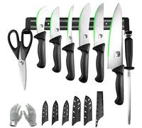 FULLHI Set de Couteaux de Cuisine 10 Pouces, Couteau à Désosser Antidérapant en Acier Inoxydable Set de Couteaux Pour Débutants Avec Bande Magnétique Pour Boucherie, Restaurant, Ménage