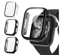 Fullife Lot de 3 protecteurs d'écran de 46 mm compatibles avec Apple Watch Series 11/10 avec verre trempé 9H, coque de protection globale antichoc pour iWatch de 46 mm (noir/gris/transparent)