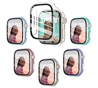 FULLIFE Lot de 6 coques compatibles avec Apple Watch Series 9 de 45 mm avec protecteur d'écran, antichoc pour homme et femme iWatch Series 9, 8, 7. (45 mm, bleu clair/violet/bleu aqua/or rose/lumière