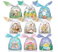FullJoyHut Pack 90 Sacs Cadeaux de Pâques, Sachet Bonbons de Lapin Oeufs et Printemps Sacs Cadeaux Sacs Plastiques Pochettes Sachet à Sucrerie Biscuits Friandises pour Fêtes Pâques