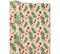 FullJoyHut Rouleau de Papier Cadeau de Noël 43cm x 15M - Motif de Gui, Papier Kraft pour Emballage Cadeaux