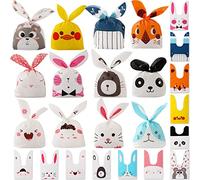 FullJoyHut Sachet Bonbons Anniversaire, 60 pcs Motif Pochette Sac Bonbons Sachet Cadeau Forme d'Oreille Lapin Animaux Sacs Alimentaire Biscuits pour Fête Party Favor Anniversaire