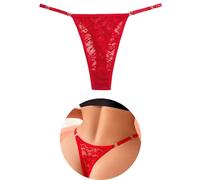 FULLJOYLOVE Strings Femme Dentelle Coquin avec Cœurs - sous-vêtements Ajourés Élastiques Sexy pour Grandes Tailles Rouge XS