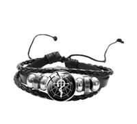 Fullmetal Alchemist Bracelet Death Note the Promise Neverland Seven Deadly Sins Elric Edward Brotherhood Bracelet en cuir noir, 20 mm, Verre