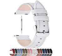 Fullmosa 18mm Bracelet de Montre en Cuir véritable Compatible avec Garmin Venu 3S/Venu 2S/Vivoactive 4S/Vivomove 3S/Forerunner 255S/255S Music,18mm Blanc + Boucle Argent