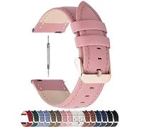 Fullmosa 18mm Bracelet de Montre en Cuir véritable,Cross Bracelet Compatible avec Garmin Venu 3S/Venu 2S/Vivoactive 4S/Vivomove 3S/Forerunner 255S/255S Music Homme Femme,18mm Rose+Boucle en Or Rose