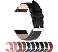 Fullmosa 22mm Bracelet de Montre en Cuir véritable,Cross Ceinture de Watch Compatible avec Samsung Gear S3 Classic/Gear S3 Frontier/Galaxy Watch 46mm,Garmin Venu 3/Venu 2,22mm Noir+Boucle Argent