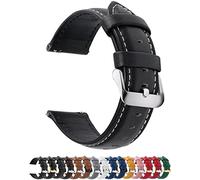 Fullmosa 24mm Bracelet de Montre en Cuir Véritable, 14mm 16mm 18mm 19mm 20mm 22mm 24mm Montre Bracelet à Dégagement Rapide,Boucle en Acier Inoxydable,24mm,Noir
