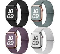 Fullmosa 4 Pack Bracelets en Nylon étanche Compatibles avec Apple Watch 42mm(S11/10) 40mm 41mm 38mm Bracelet iwatch Sport Extensibles Femme Homme pour iWatch SE3/2/1 Series 11 10 9 8 7 6 5 4 3 2 1