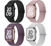 Fullmosa 4 Pack Bracelets en Nylon étanche Compatibles avec Apple Watch 42mm(S11/10) 40mm 41mm 38mm Bracelet iwatch Sport Extensibles Femme Homme pour iWatch SE3/2/1 Series 11 10 9 8 7 6 5 4 3 2 1