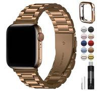 Fullmosa Bracelet Compatible avec Apple Watch 40mm 41mm 38mm Bracelet iWatch en Acier INOX pour Apple Watch SE3/2/1 Series 9/8/7/6/5/4/3/2/1(Or et café,38mm/40mm/41mm)