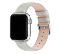 Fullmosa Bracelet Compatible avec Apple Watch 49mm 46mm 44mm 45mm 42mm pour Apple Watch Ultra3/2/1 SE3/2/1 Series 11/10/9/8/7/6/5/4/3/2/1 Sport en Cuir Femme Homme, Blanc Ivoire+Argent Fermoir