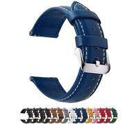 Fullmosa Bracelet de montre, Bracelet en cuir vintage de remplacement pour smartwatch et montre universelle avec fermoir en acier inoxydable pour hommes et femmes,Bleu foncé+boucle argentée,16MM