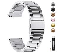 Fullmosa Bracelet de Montre en Acier Inoxydable 22mm Compatible avec Samsung Gear S3 Classic/Gear S3 Frontier/Galaxy Watch 46mm/Galaxy Watch 3 45mm,Garmin Venu 3/Venu 2 Argenté pour Homme/Femme