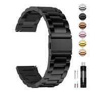 Fullmosa Bracelet de Montre en Acier Inoxydable 22mm Compatible avec Samsung Gear S3 Classic/Gear S3 Frontier/Galaxy Watch 46mm/Galaxy Watch 3 45mm,Garmin Venu 3/Venu 2 Noir pour Homme/Femme