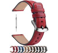 Fullmosa Bracelet de Montre en Cuir, Compatible avec Huawei Watch GT 2e /GT 2 46mm/GT Classic/Sport/Active/Fossil Gen 5e/Gen 6,Bracelet Montre Connectée Homme Femme, 22mm Rouge+Boucle Argent