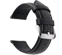 Fullmosa Bracelet de Montre en Cuir Véritable pour Montre Connectée, 18mm, à Dégagement Rapide pour Homme Femme,Noir