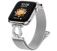 Fullmosa Bracelet Métallique Compatible avec Bracelet Apple Watch 42mm(S11/10) 40mm 41mm 38mm Aimantée Élégant Milanaise Fermoir à voile pour iWatch SE3/2/1 Séries 11 10 9 8 7 6 5 4 3 2 1，Argent