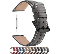 Fullmosa Bracelet Montre en Cuir Compatible avec Samsung Gear S2 Classic/Samsung 42mm 40mmGarmin vivoactive 3, Bracelet Montre Connectée Homme Femme, 20mm Gris+Noir