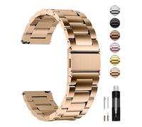 Fullmosa Bracelets de Montre en Acier Inoxydable 18mm Compatible avec Garmin Venu 3S/Venu 2S/Vivoactive 4S/Vivomove 3S/Forerunner 255S/255S Music/Forerunner 265S/move 3S/Active S Homme/Femme,Or Rose