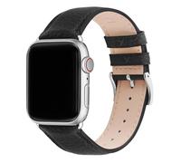 Fullmosa Bracelets en Cuir Véritable 49/46/45/44/42mm Compatible avec Apple Watch Femmes Hommes pour Apple Watch Ultra3/2/1 SE3/2/1 Series 11/10/9/8/7/6/5/4/3/2/1 Noir+Argent Fermoir