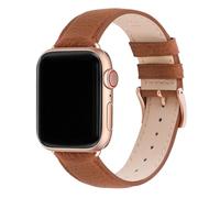 Fullmosa Bracelets en Cuir Véritable 49/46/45/44/42mm Compatible avec Apple Watch Femmes Hommes pour Apple Watch Ultra3/2/1 SE3/2/1 Series 11/10/9/8/7/6/5/4/3/2/1 Brun+Or Rose Fermoir
