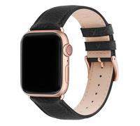 Fullmosa Bracelets en Cuir Véritable 49/46/45/44/42mm Compatible avec Apple Watch Femmes Hommes pour Apple Watch Ultra3/2/1 SE3/2/1 Series 11/10/9/8/7/6/5/4/3/2/1 Noir+Or Rose Fermoir