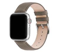 Fullmosa Bracelets en Cuir Véritable Compatible avec Apple Watch 42mm(S11/10)/41mm/40mm/38mm Femme,iWatch Btacelet pour iWatch SE3/2/1 Series 11/10/9/8/7/6/5/4/3/2/1 Gris Eléphant+Argent Fermoir