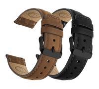 Fullmosa Lot de 2 bracelets de montre en cuir véritable 22mm, Changement rapide pour homme et femme avec fermoir en acier inoxydable compatible avec Samsung Gear S3 Classic/Frontier Garmin Venu 3/2