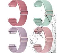 Fullmosa Pack de 4 Tressé Bracelet Montre en Nylon 22mm, bracelet de montre en Nylon étanche à l'eau et aux sueurs multiples couleurs Femme Homme