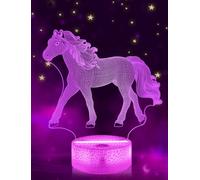 FULLOSUN Cadeaux pour filles sur le thème des chevaux, cheval, veilleuse 3D pour enfants, lampe illusion, 16 couleurs changeantes, avec télécommande, cadeau d'anniversaire pour enfants, bébés