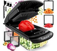 Fullstar Coupe Legumes Multifonction et Spiraliseur - Découpe en Cube - Hachoir Manuel pour Oignons Carottes Concombres Tomates Frites Pommes de Terre - Cuisine Accessoires (PRO 2-en-1, Noir)