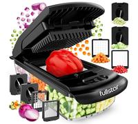 Fullstar Coupe Legumes Multifonction et Spiraliseur - Découpe en Cube - Hachoir Manuel pour Oignons Carottes Concombres Tomates Frites Pommes de Terre - Cuisine Accessoires (PRO 4-en-1, Noir)