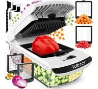 Fullstar Coupe Legumes Multifonction et Spiraliseur - Découpe en Cube - Hachoir Manuel pour Oignons Carottes Concombres Tomates Frites Pommes de Terre - Cuisine Accessoires (PRO 2-en-1, Blanc)