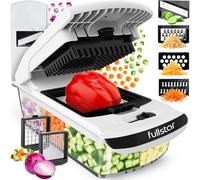 Fullstar Coupe Légumes Multifonctions et Mandoline - Trancheur ou Découpe Cube Oignons Carottes Concombres Frites Fruits - Rapeuse Légume et Fromage - Cuisine Accessoires (PRO 6-en-1 Blanc)