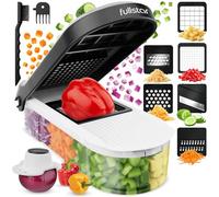 Fullstar Coupe Legumes Multifonctions et Mandoline - Trancheur ou Découpe Cube Oignons Carottes Concombres Frites Fruits - Rapeuse Legume et Fromage - Cuisine Accessoires (Compact 6-en-1 Blanc)