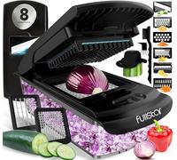 Fullstar Hachoir à légumes et mandoline pour cuisine - Hachoir alimentaire avec récipient, râpe à fromage, essentiels de la maison et gadgets de cuisine (tout en 1, noir)